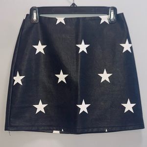 Alter’d State B&W Star Faux Leather Mini Skirt